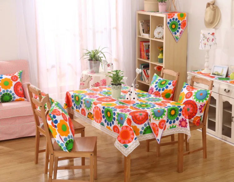 Льняная скатерть цветок в стиле кантри с принтом многофункциональная