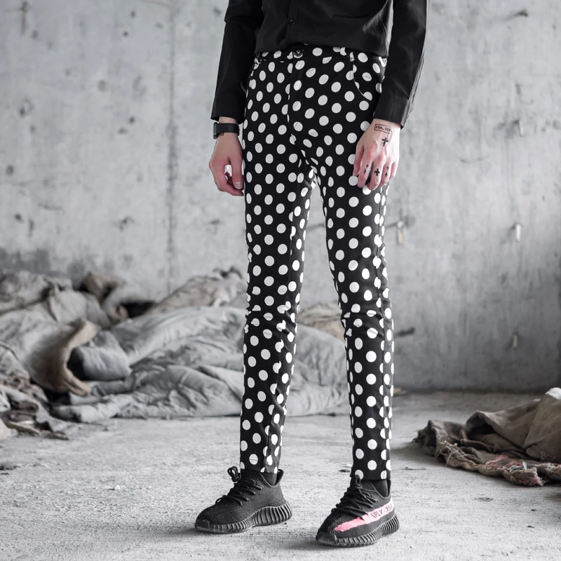 2018 Круглый Dot Print Pant мужской самосовершенствование вечернее шоу Show прическа