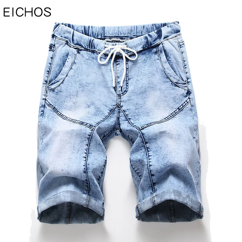 Новые летние джинсы шорты Мужская брендовая одежда тонкие джинсовые мужские