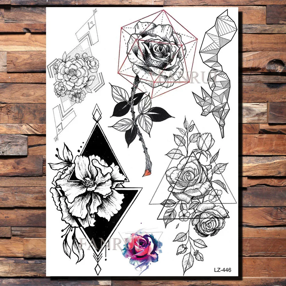 Женская временная татуировка FANRUI черная Геометрическая Татуировка Медузы в виде