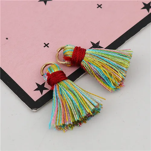 Doreenbeads Rayon Tassel Charms Multi color 7/8"l- 7/8"long 10 PCs For Diy Jewelry DIY Bracelet Necklace Earring Accessories