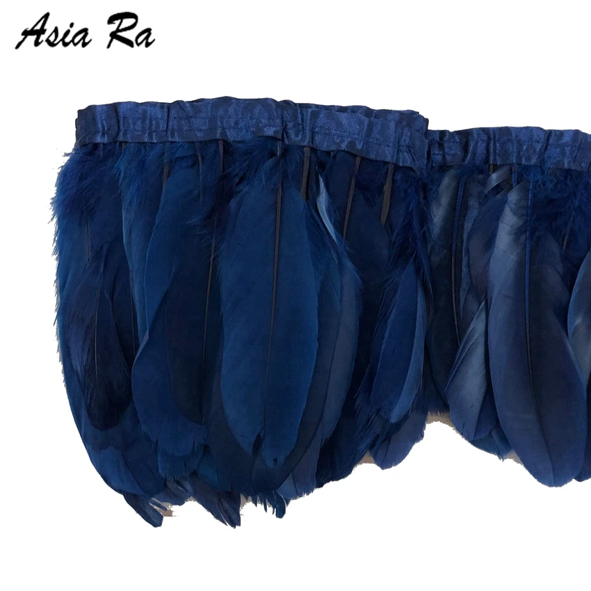 Темно-синее гусиное перо 10 метров окрашенные ленты с гусиными перьями/15-20 см