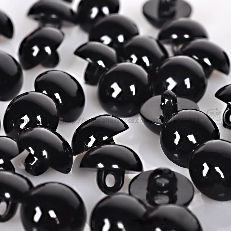 100pcs Black Buttons Plastic For Scrapbooking Half-Pearl Shank Buttons Animal Eyes For Toys DIY Hand Clothing Sewing Accessories