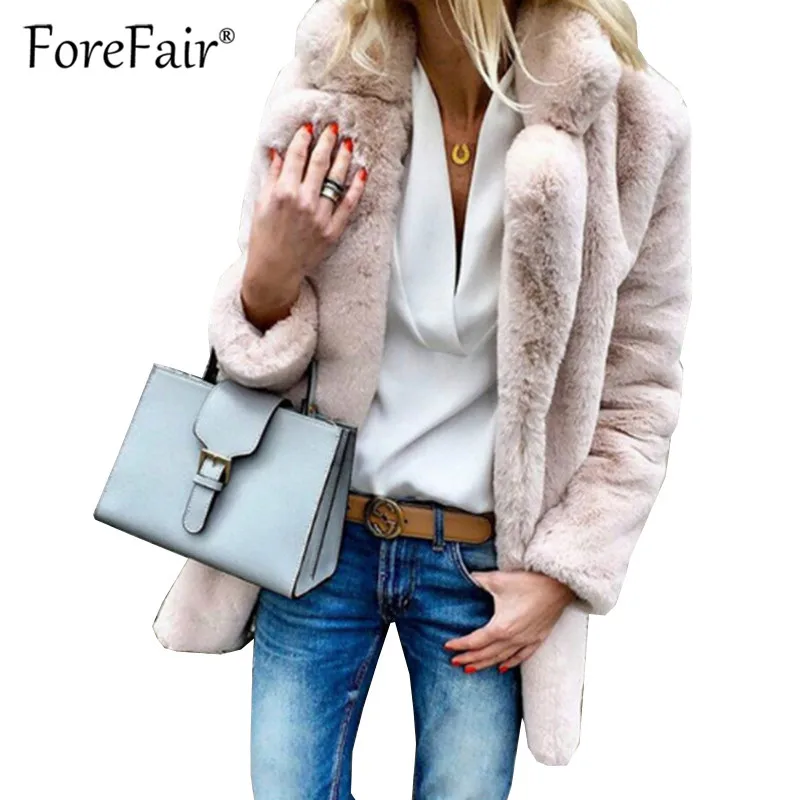 Forefair 2018 модная уличная одежда осень зима теплое пальто из искусственного меха