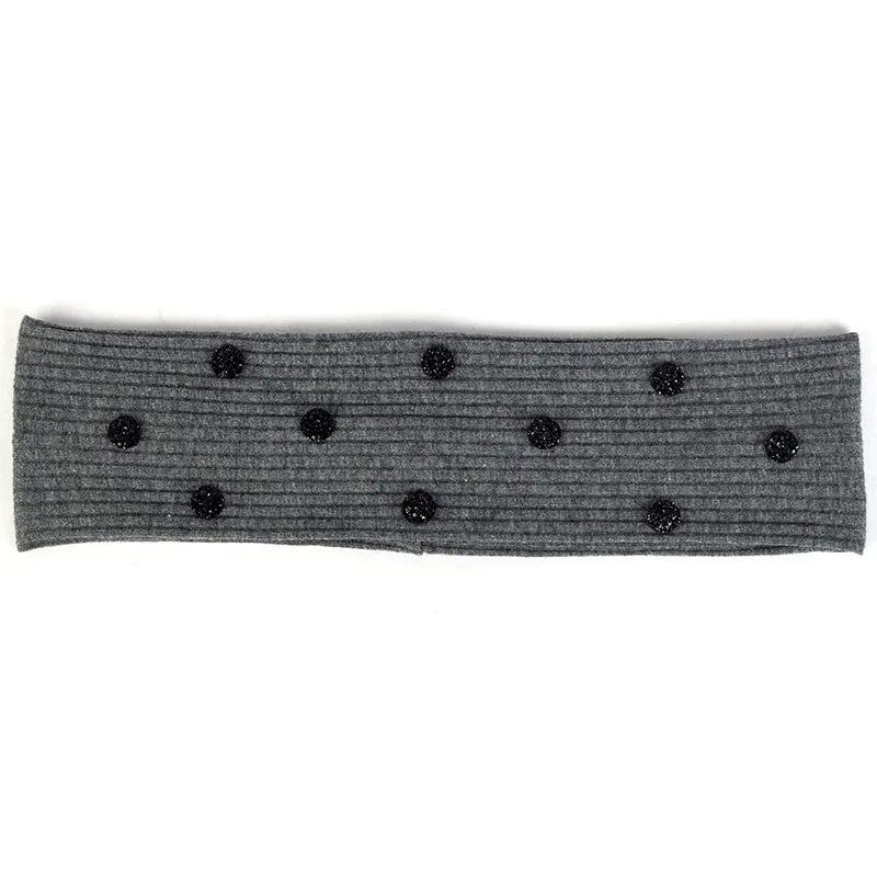 Dark gray Black 7 см Женская Повседневная полосатая повязка на голову с бусинами аксессуары из стразов эластичная ребристая повязка на голову для девочек тюрбан хлопковый головной убор - Цвет: Dark gray Black