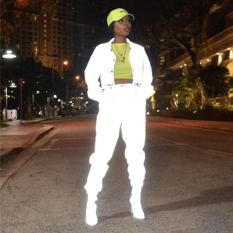 Женский сексуальный светоотражающий спортивный костюм Adogirl укороченный топ с