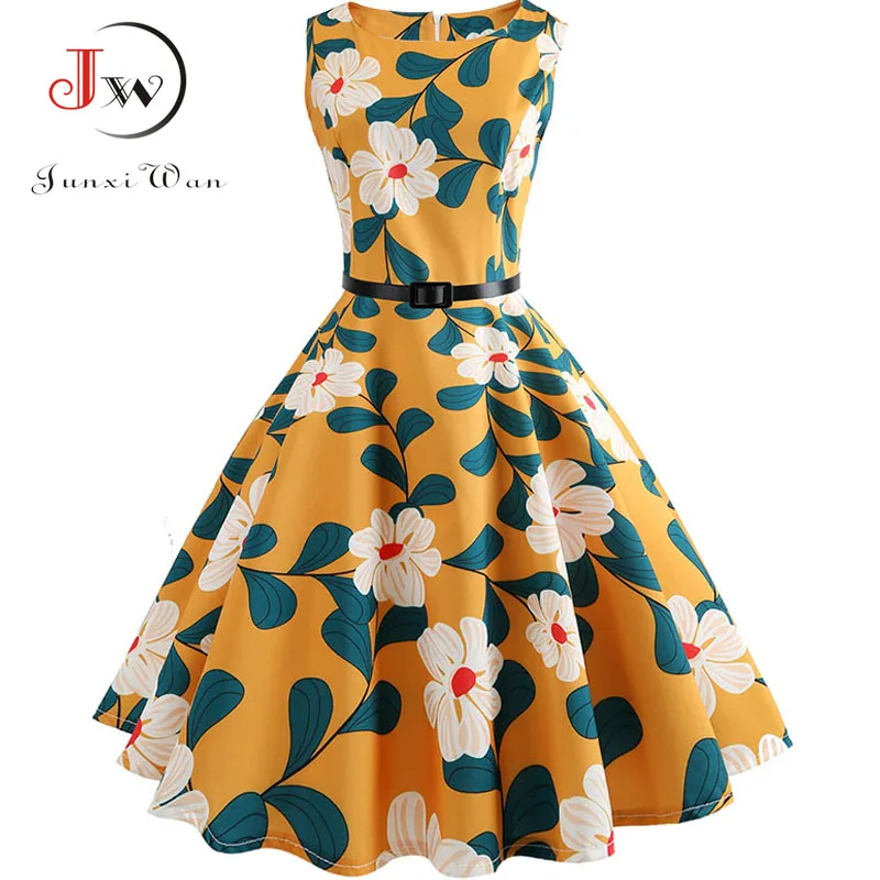 

Women Summer Dress Clothing Floral Robe femme Tunic Casual Elegant Vintage Rockabilly Dresses Swing Vestidos