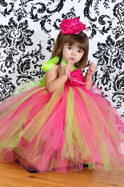 Платье-пачка для девочек с цветами радужной расцветки винтажное пышное платье из