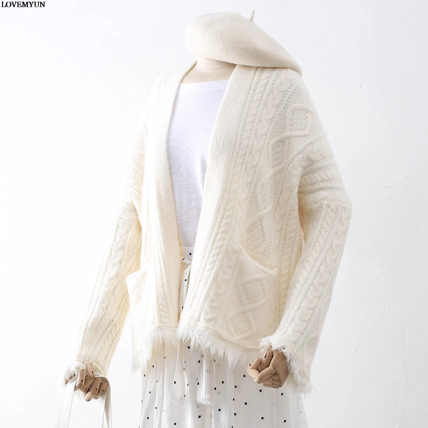 2019 Cardigan Women Tassel Sweter Long Cardigans With Hat Pocket blusas femininas de inverno |