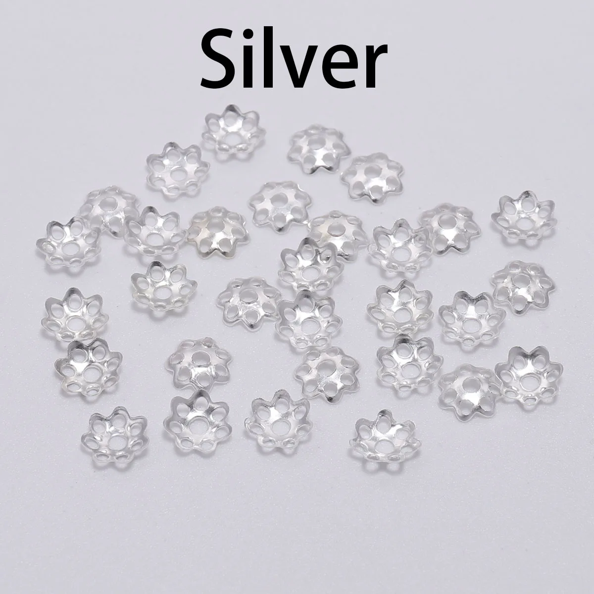 Silver 600 шт./лот, 6 мм, пустотелая Цветочная фурнитура, конусные бусины, филигранные бусины, рассыпчатые бусины для самостоятельного изготовления ювелирных изделий, аксессуары - Цвет: Silver