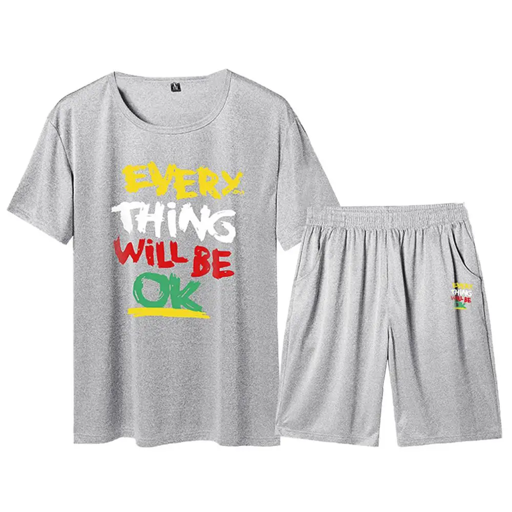 Men's Summer Leisure Fashion Printing Short Sleeve Shorts Fitness Sports Sets | Мужская одежда