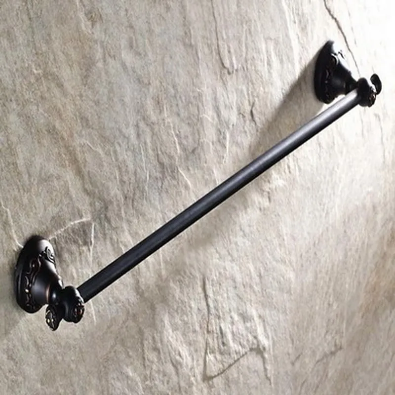 Single Towel Bar Черный латунный держатель для туалетной бумаги, держатель для туалетной бумаги, держатель для полотенец, мыльница aset009 - Цвет: Single Towel Bar