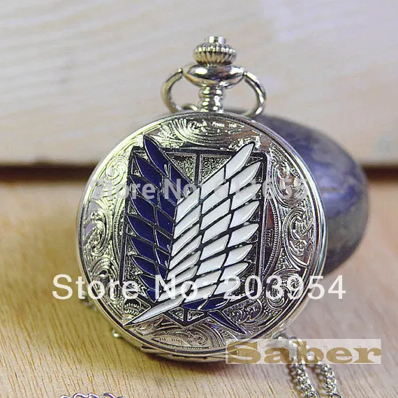 

new Pocket Watch quartz Necklace Attack on Titan Steel Freedom Wing King Unicorn Guardianrose 10pcs/lot handmade pendant charms