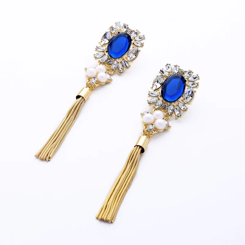 Элегантные Свадебные акриловые серьги для женщин винтажная синяя Длинная