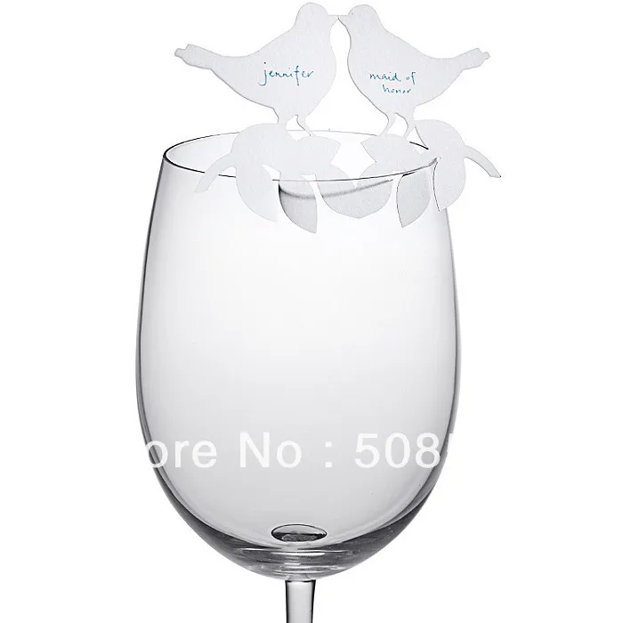 Пара Товары для птиц на листьях вырез место карт часть Название карты вино Стекло