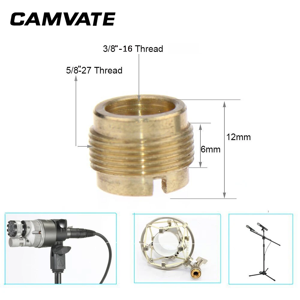 Адаптер с резьбой CAMVATE 3/8 дюйма мама 5/8 папа для подставки Mic Micphone C0965|Аксессуары