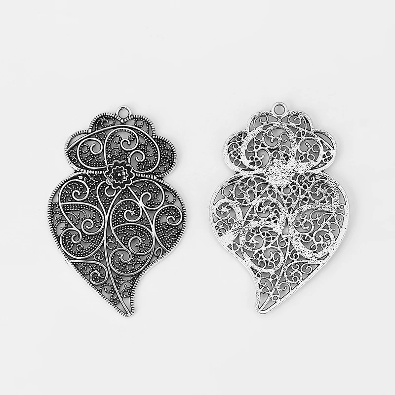 5 шт. подвески в богемном стиле с большим сердцем открытый кулон для ожерелья