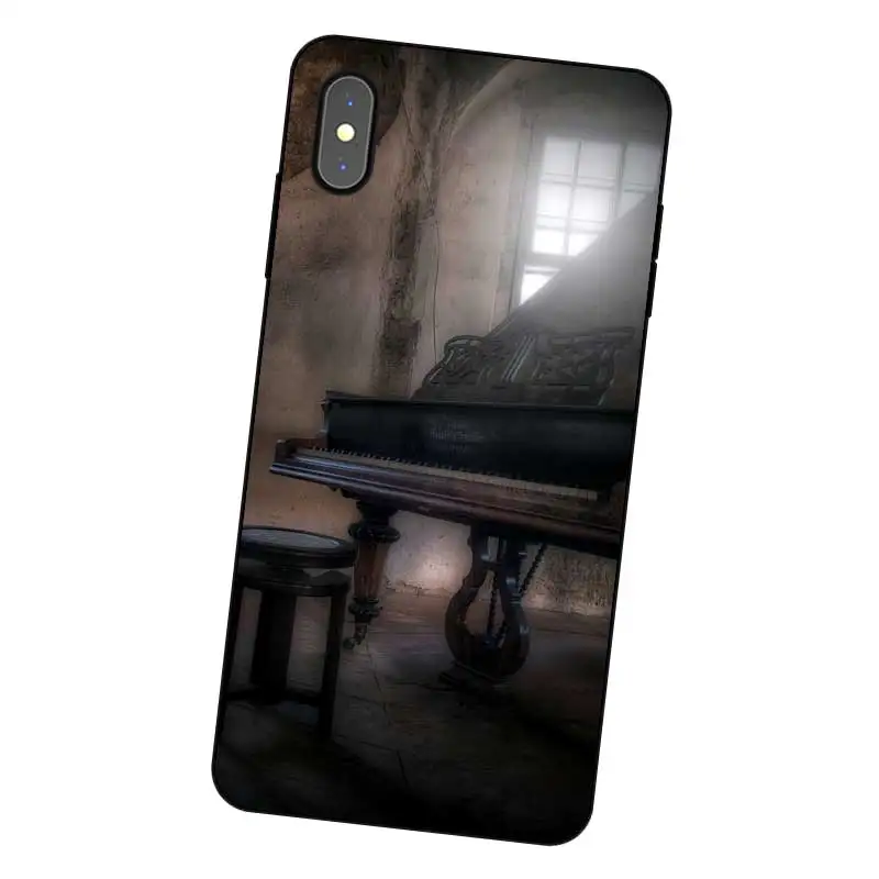 P165 Piano Guitar Black Silicone Case Cover For Apple iPhone 11 Pro XR XS Max X 8 7 6 6S Plus 5 5S SE |
