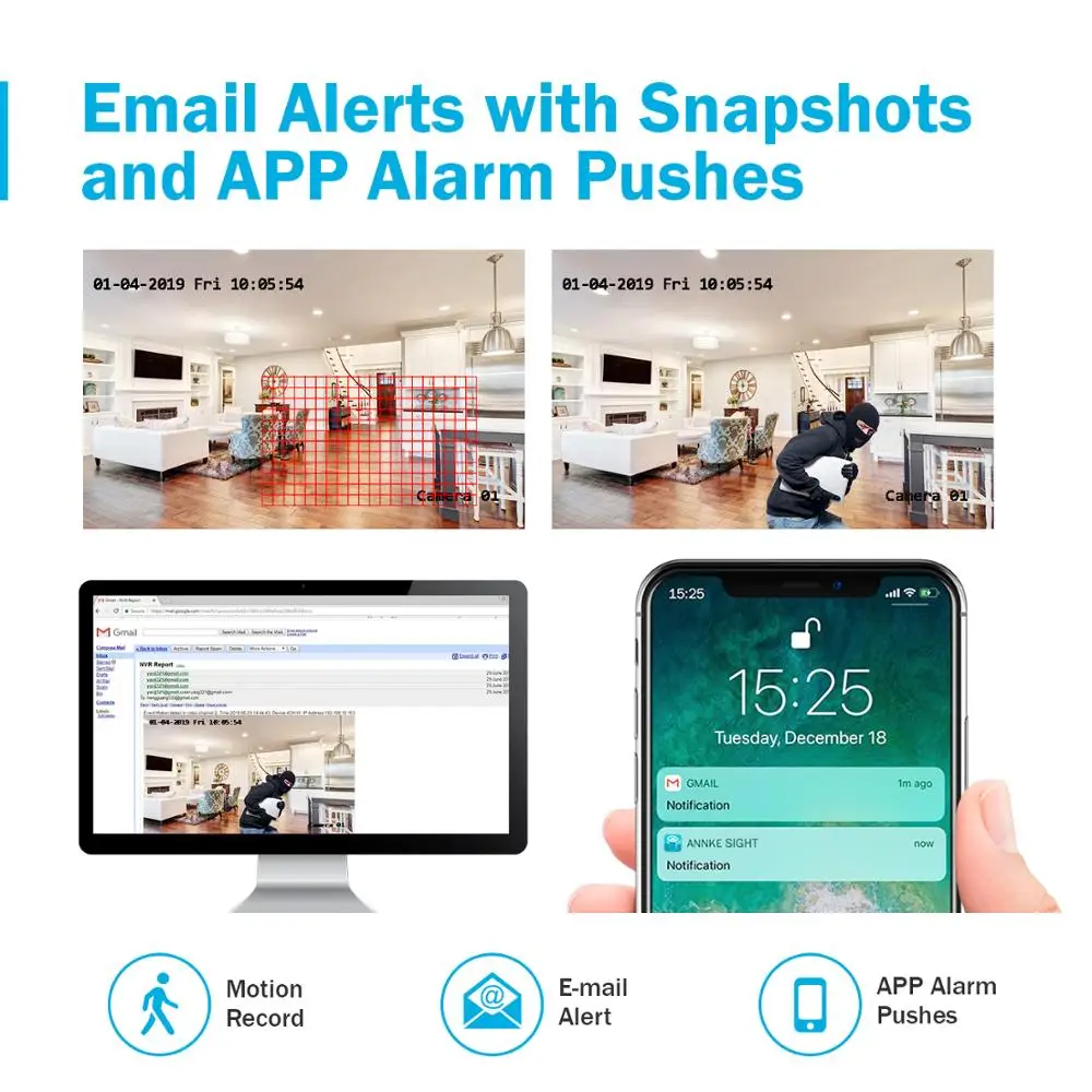 Камера видеонаблюдения ANNKE беспроводная камера безопасности с защитой от