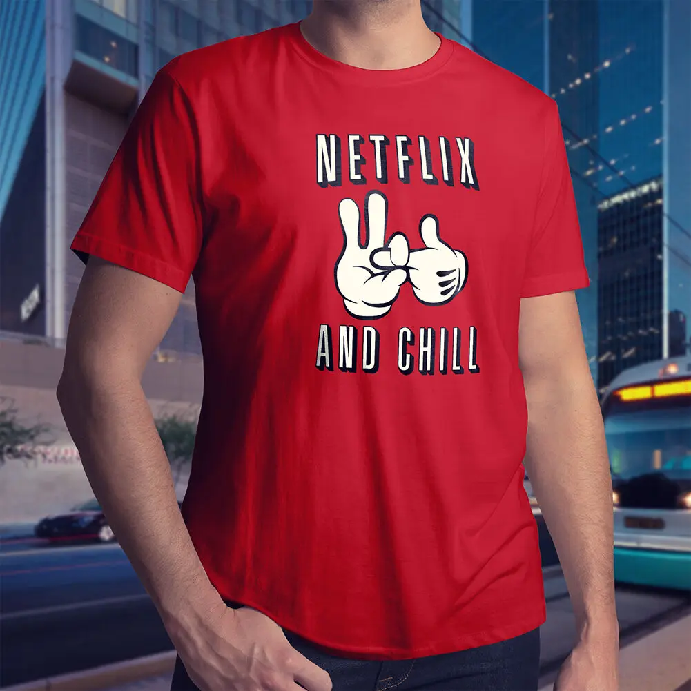 Netflix И Chill озорные забавные смешные Потрясающие Мужские Футболки унисекс с