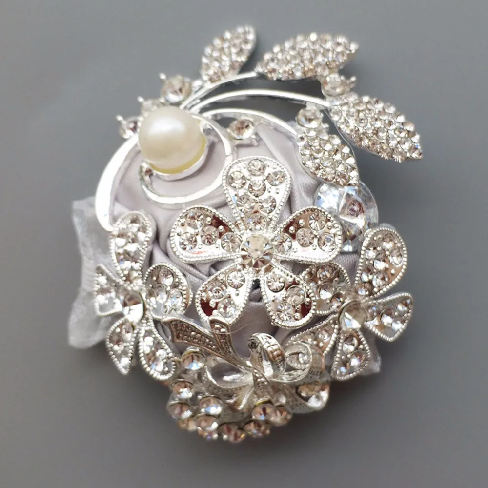Hand Corsage Pearl Bracelet jeweled crystal bling wedding bracelets Wrist corsage Brooch Flower wrist W0888 |