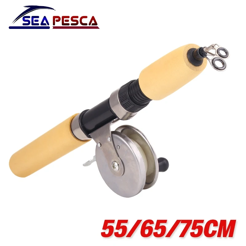 SEAPESCA зимняя Удочка из стекловолокна телескопическая ледовая Удочка с мини спиннингом литье колеса Карповые снасти JK441