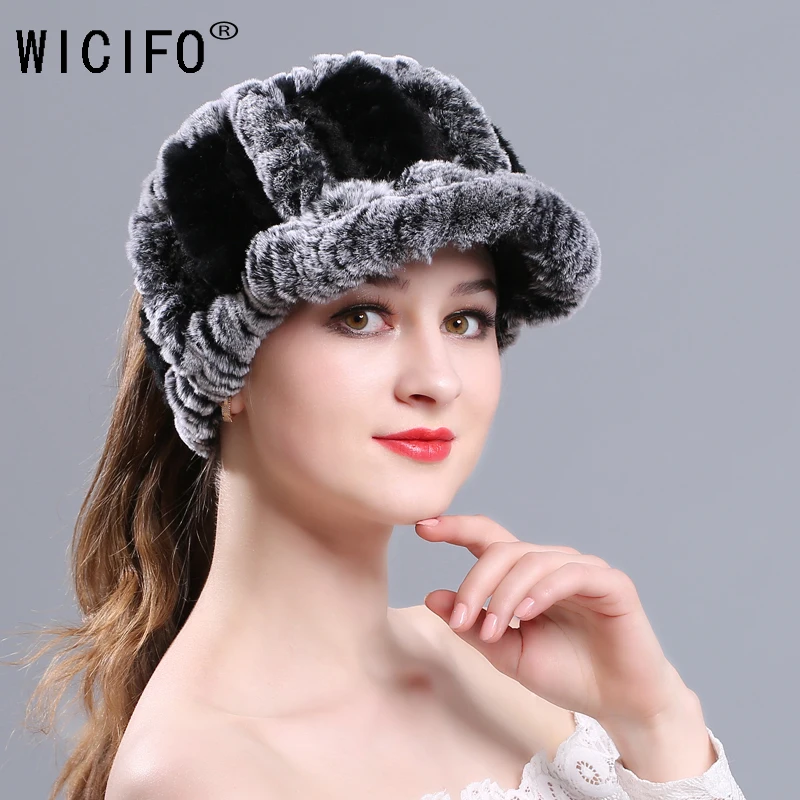 Wucifo 2019 Новая модная женская зимняя шапка с меховым верхом пустая Женская