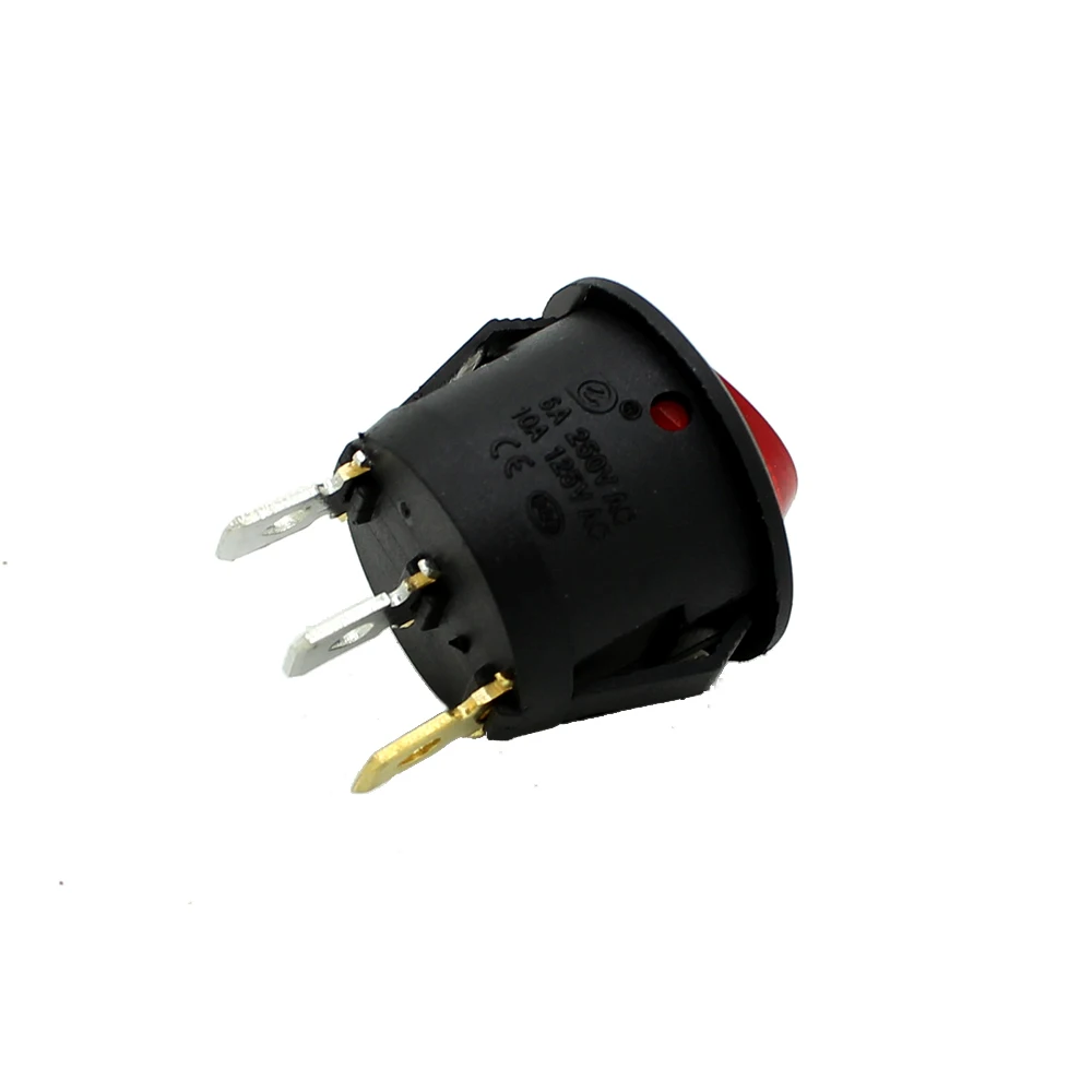 AUTOTOOLHOME 10 шт. Красный Светодиодный точечный светильник для автомобиля, лодки, Круглый Рокер ВКЛ/ВЫКЛ SPST, 3 штифта, тумблер, переключатель, 220 В, макс., 250 В