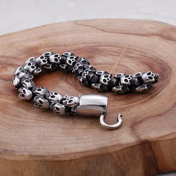 Мужской браслет из нержавеющей стали с подвеской в виде черепа 15 мм|Цепочки и