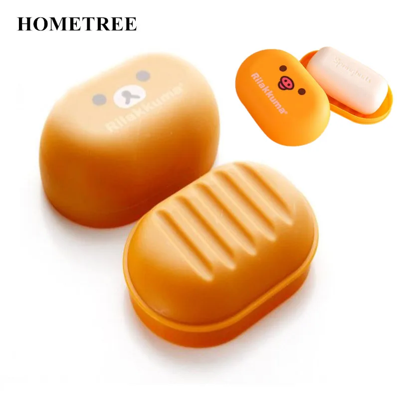 

HOMETREE Hot Sale Cute Cartoon Bear Soap Dish Box Case Holder Wash Dust-proof Shower Home Bathroom Accessories Set Soap Dish H29