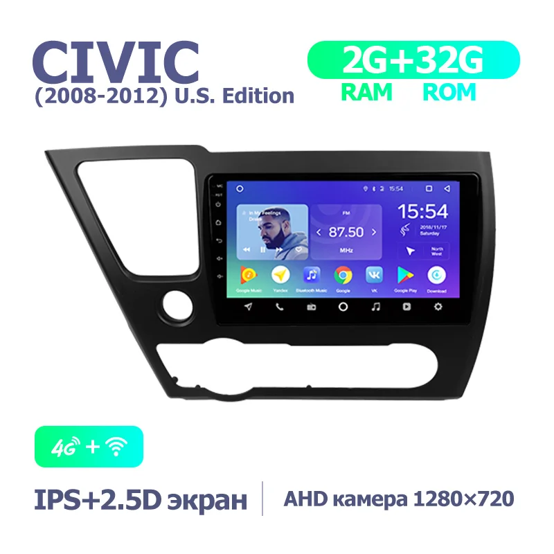 TEYES SPRO Штатная магнитола для Хонда Цивик Honda Civic 2008 2010 2011 2012 2013 Android 8.1, до 8-ЯДЕР, до 4+ 64ГБ 32EQ+ DSP 2DIN автомагнитола 2 DIN DVD GPS мультимедиа автомобиля головное устройство - Цвет: Civic 08-12 32G U.S