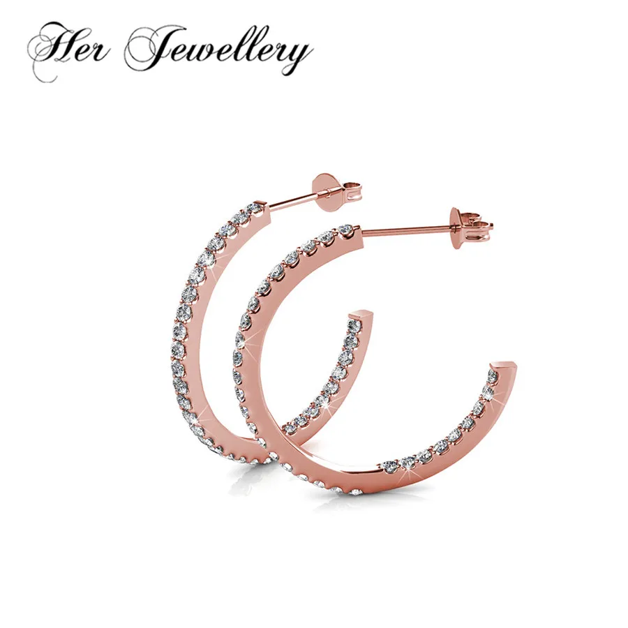 Ее ювелирные изделия Двойные серьги C для женщин модные из кристаллов Swarovski с