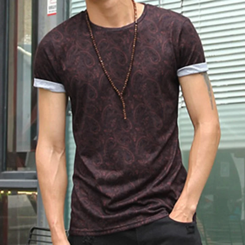 Модная мужская футболка с принтом Весна и лето 2018 Новые повседневные топы