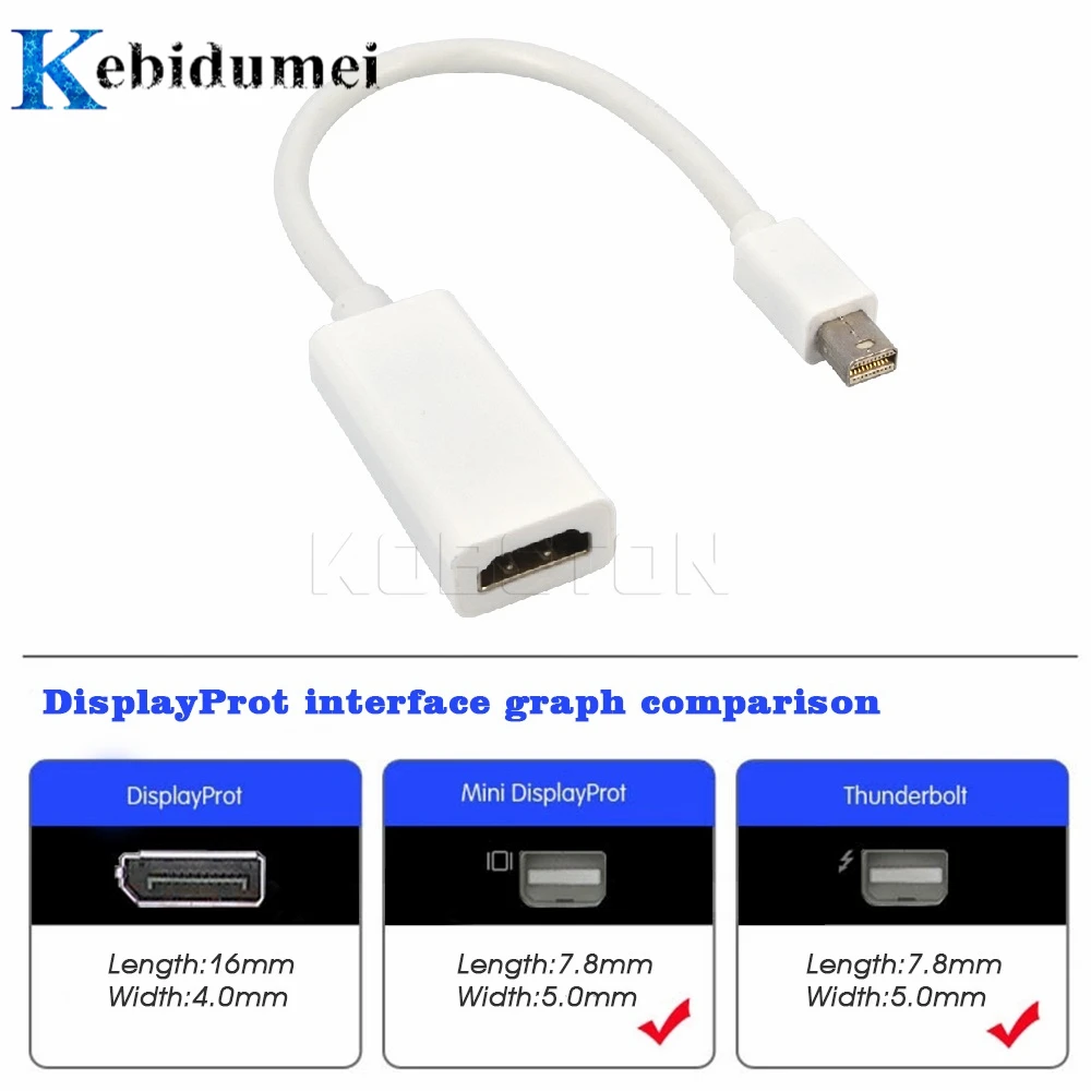 Адаптер Kebidumei Mini DP HDMI совместимый с Thunderbolt порт дисплея мультимедийный кабель для
