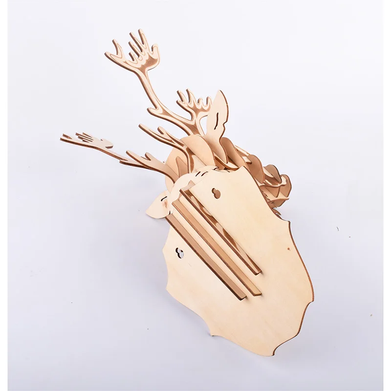 Лазерная резка 3D деревянные DIY головоломки животных голова оленя художественная модель домашний офис Настенный декор подарок ремесло Домашний декор