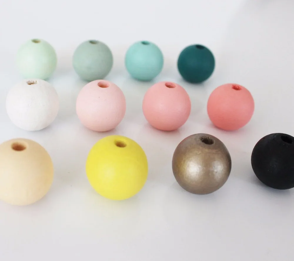 100pcs 20mm Safety Painting Round Wood Beads DIY Jewelry Making 12 Pastel Colors Can choose | Украшения и аксессуары