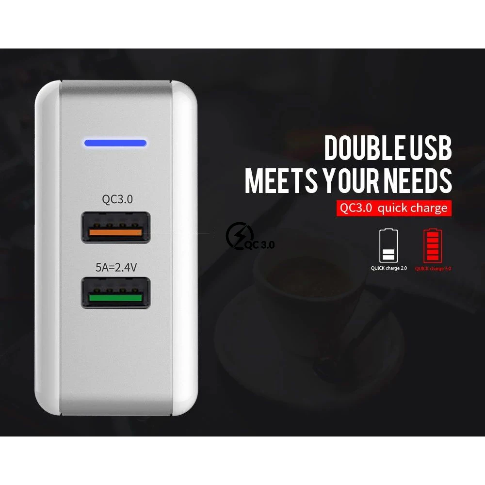 AIXXCO 2 USB Quick charge 3 0 5V 3A для Iphone 7 8 EU US Plug мобильный телефон Быстрая зарядка Samsug s8 s9