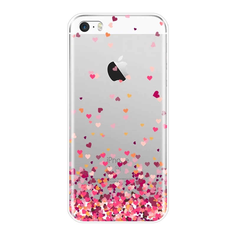 Чехол для Телефона iPhone 5 S 5C задняя крышка из мягкого силикона с черным сердцем