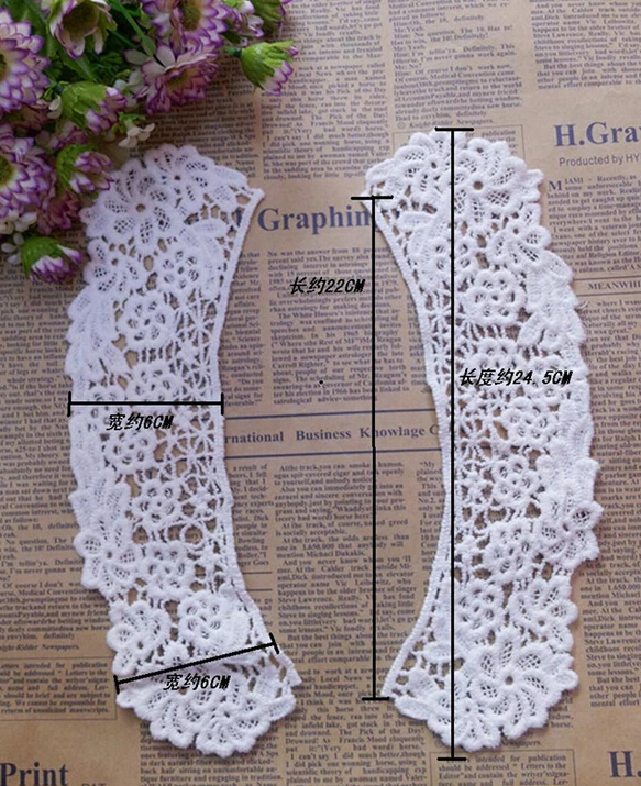 1 пара красивых кружевных воротников из 100% хлопка с бежевыми цветами аксессуары