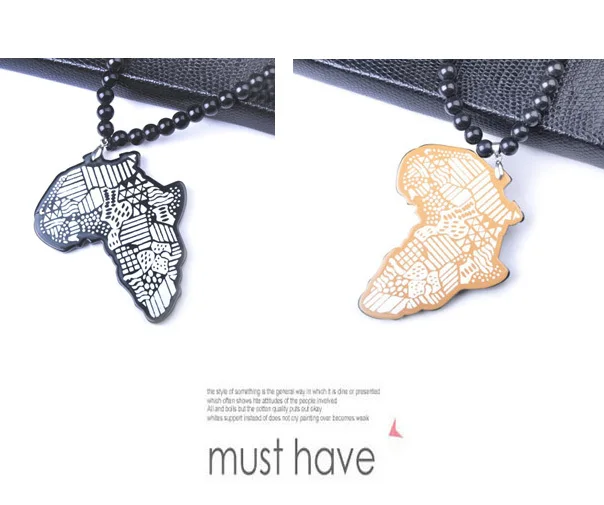 Футболки в стиле хип-хоп Карта Африки ожерелье с длинной подвеской для мужчин рок