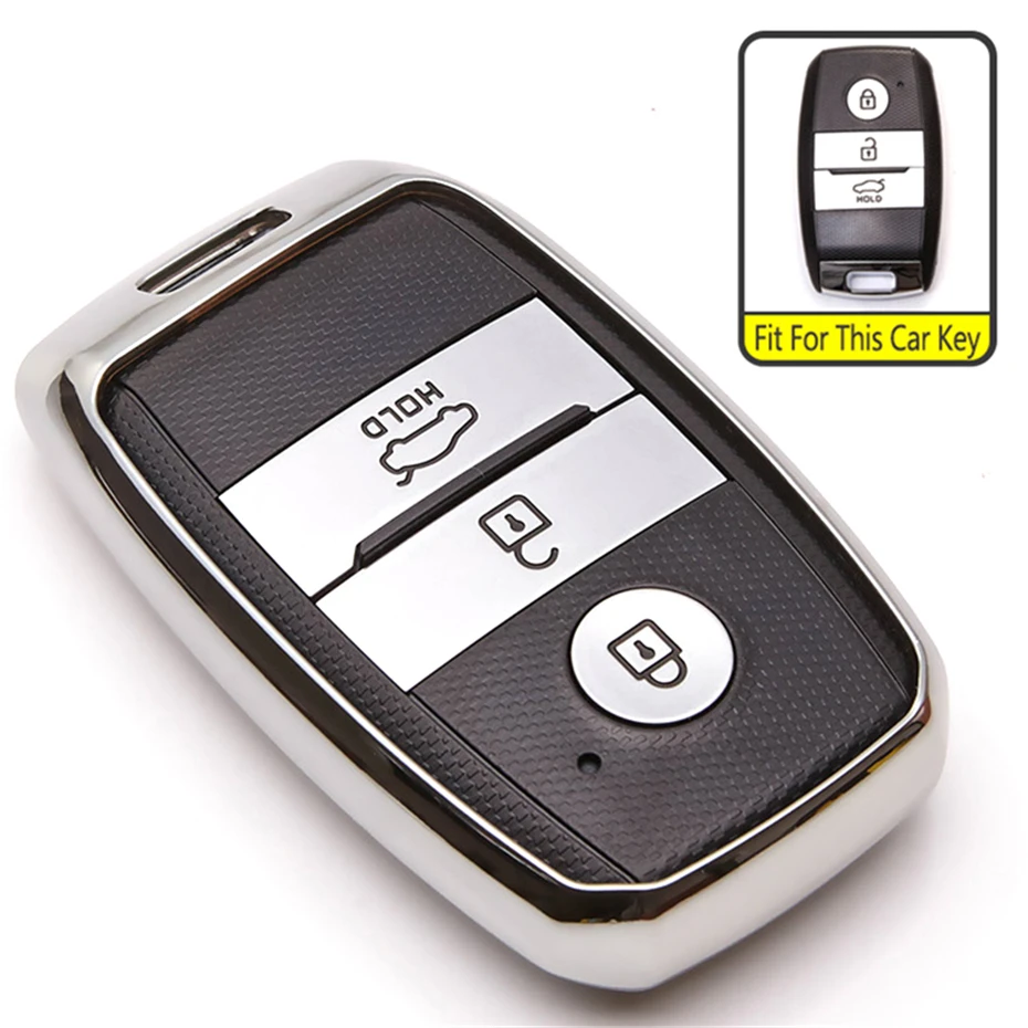 KUKAKEY чехол для ключа автомобиля, чехол для Kia Rio Sportage Ceed Sorento Cerato Picanto K2 K3 K5, чехол для ключей, чехол для сумки, держатель для автомобильного дизайна - Название цвета: Silver