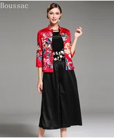 free shipping new arriving spring big size vintage chinese style peony embroidered short section jacket outerwear for women