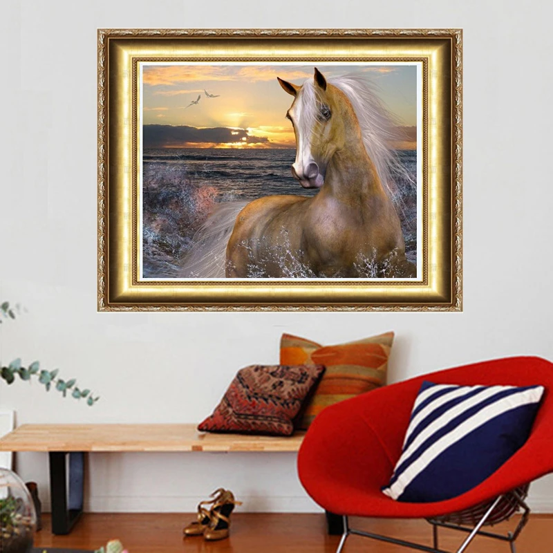 Набор для алмазной живописи лошадиное море 40x30 см|full diamond painting|diamond paintingdiy painting |