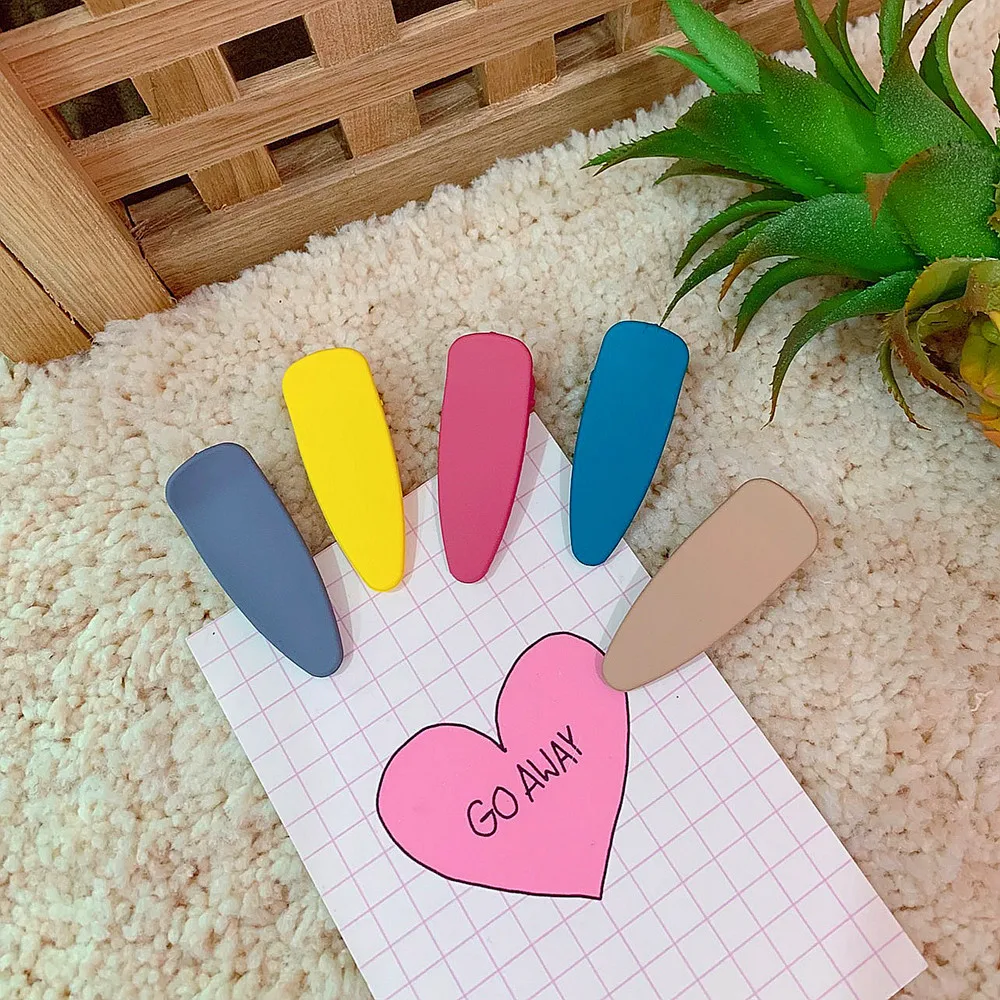 

2pcs Colors Candy Simple Barrette BB Clips Girl Geometric shape Hairpins Styling Tool For Women Frosted Hair Jewelry Accessories