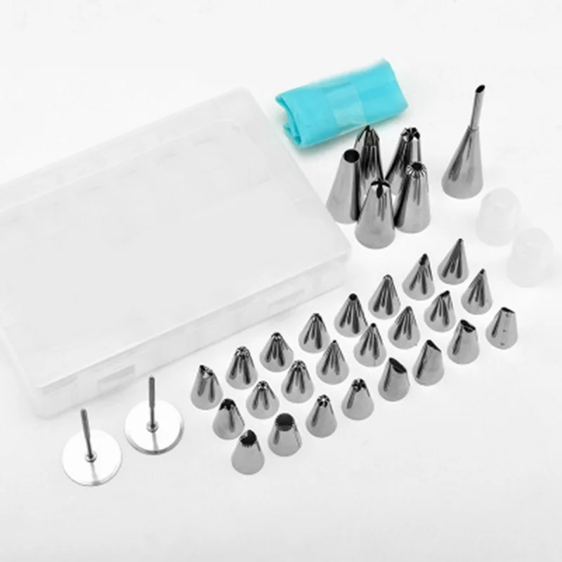 8 PCs Silicone Icing Piping Cream Pastry Bag+6 Stainless Steel Kitchen Dessert Cake Decorating Tools Nozzle DIY Tips Set