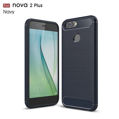 Мягкий чехол для huawei Nova 2 2 Plus, силиконовый мягкий ТПУ матовый чехол из углеродного волокна для Nova 2 Plus Nova Plus, чехол - Цвет: Blue