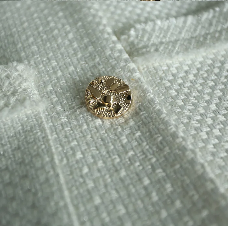 Офисный Женский блейзер, элегантные однобортные твидовые пальто с длинным рукавом и круглым вырезом, шерстяные твидовые женские блейзеры и куртки
