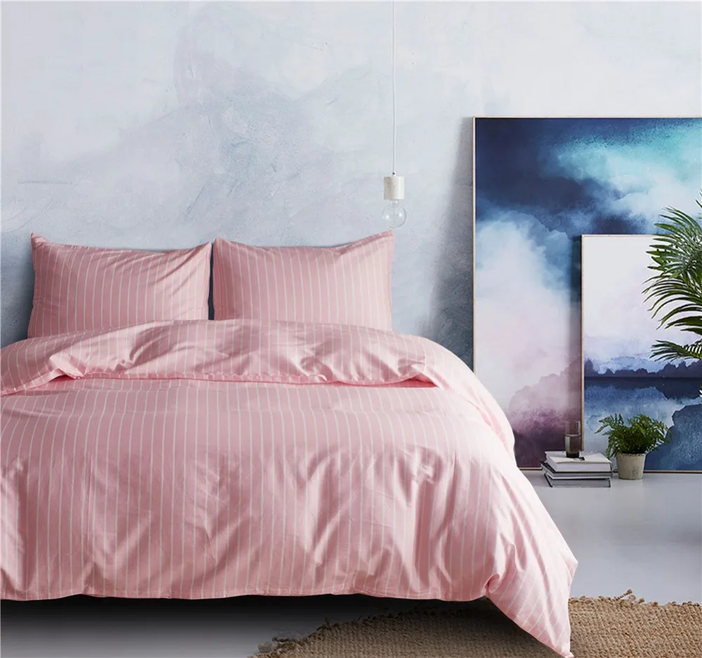 Bedding Set Three Piece High Quality Simplicity Color Stripe Cotton Thin Summer Quilt Cover Soft Pillow Case 51*66cm | Дом и сад
