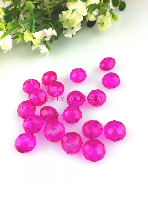 1000pcs 4mm Hot Pink Faceted Rondelle Beads Loose Spacer Crystal Glass Beads For Jewelry Making Headwear Bracelet DIY Beads