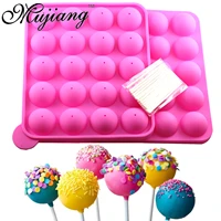 mujiang 2 pcs 20 cavity round ball lollipop candy silicone mold diy party jelly chocolate moulds kitchen baking pastry tools